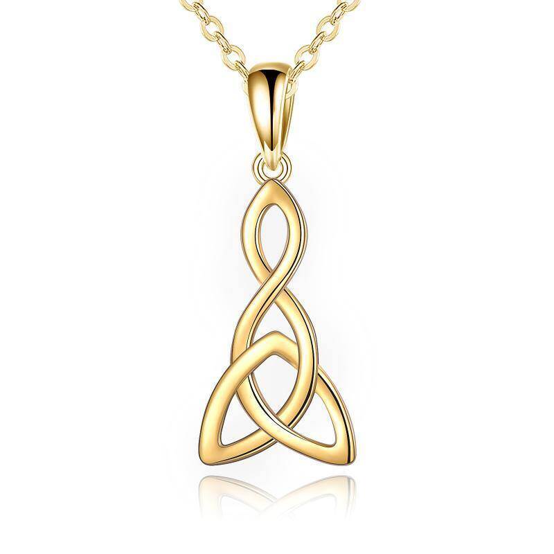 Collar con colgante de nudo celta de oro de 14 quilates-1