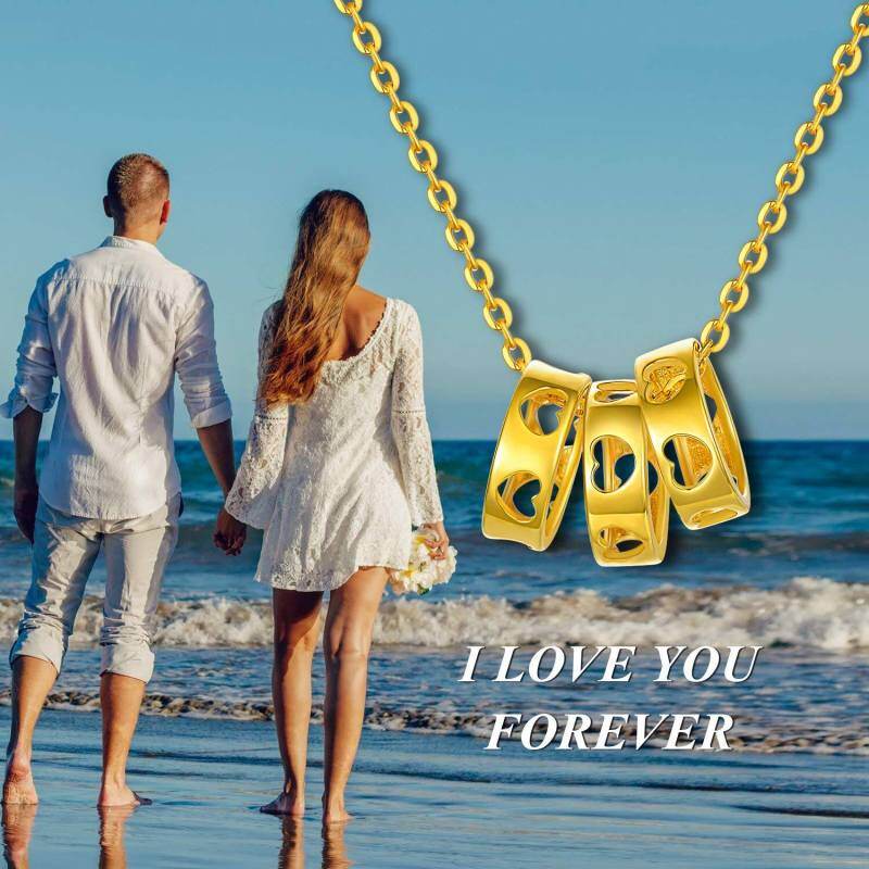 Collar Colgante Círculo y Corazón Oro 10K-3