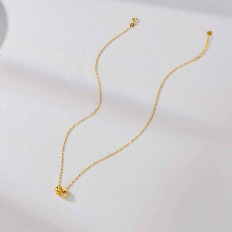 Collar Colgante Círculo y Corazón Oro 10K-5