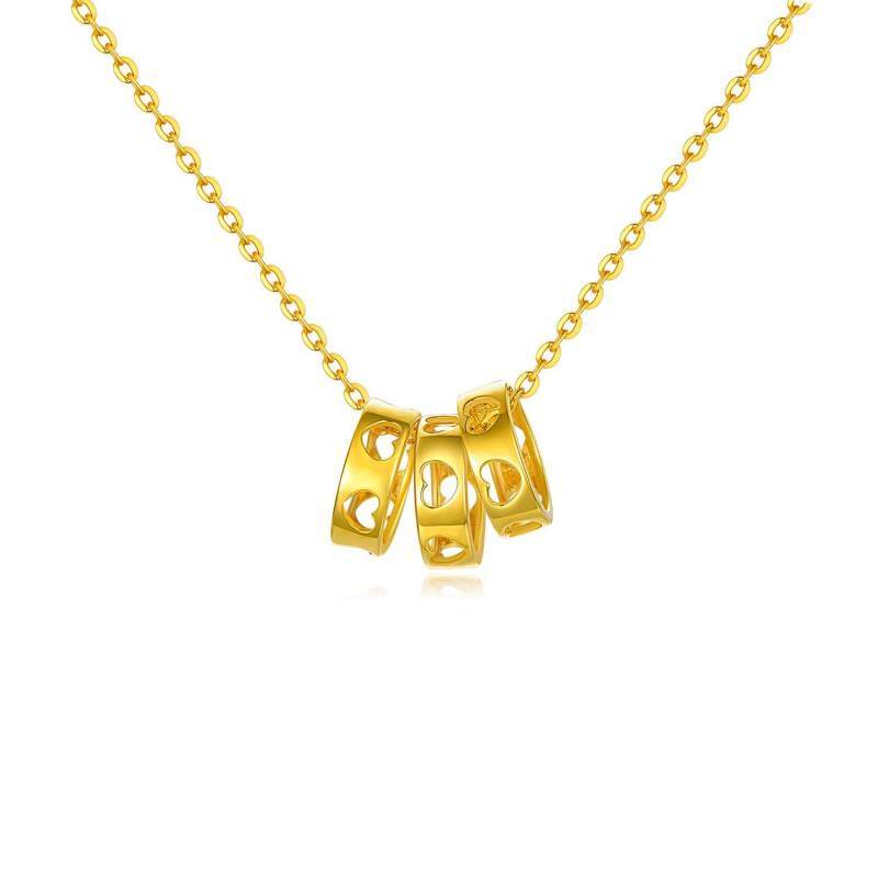 Collar Colgante Círculo y Corazón Oro 10K-1