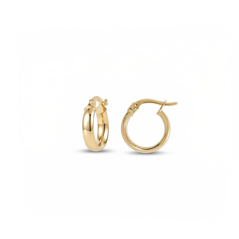 18K Gold Circle Hoop Earrings-4