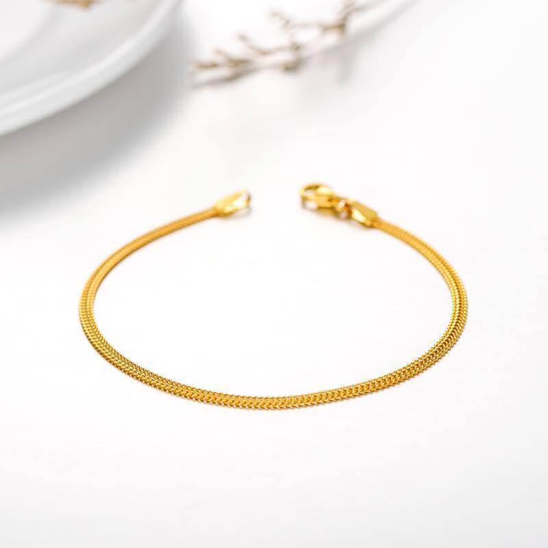 Pulsera de cadena de malla circular de oro de 18 quilates-4