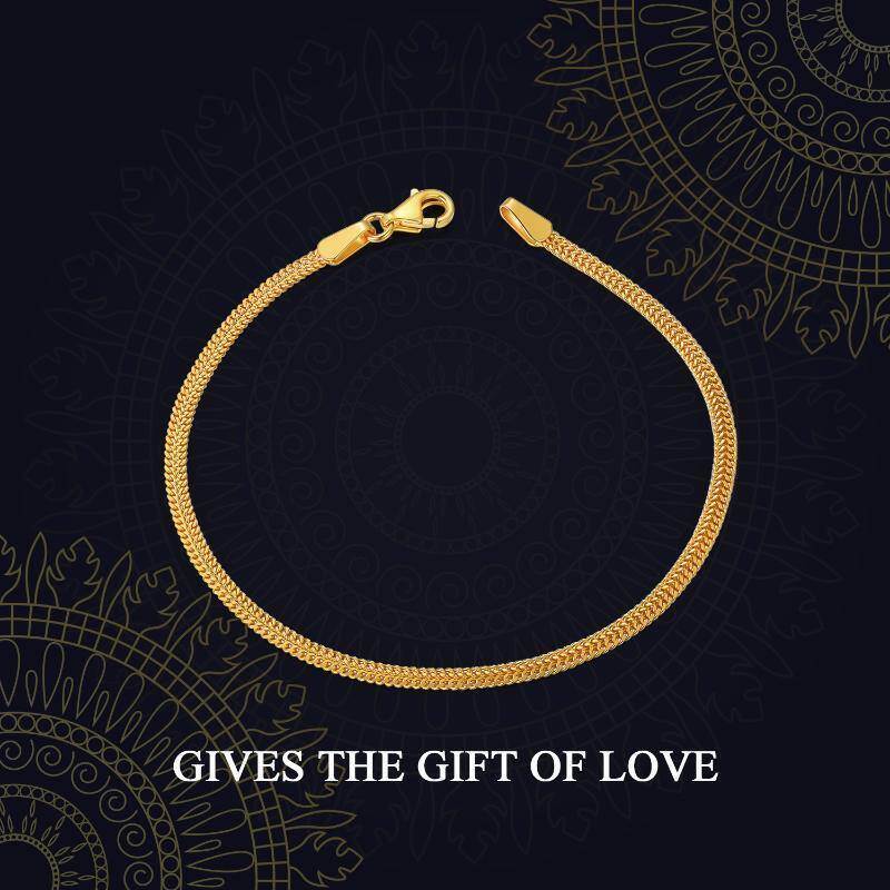 Pulsera de cadena de malla circular de oro de 18 quilates-7