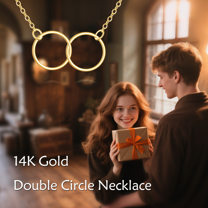 14K Gold Circle Pendant Necklace-5