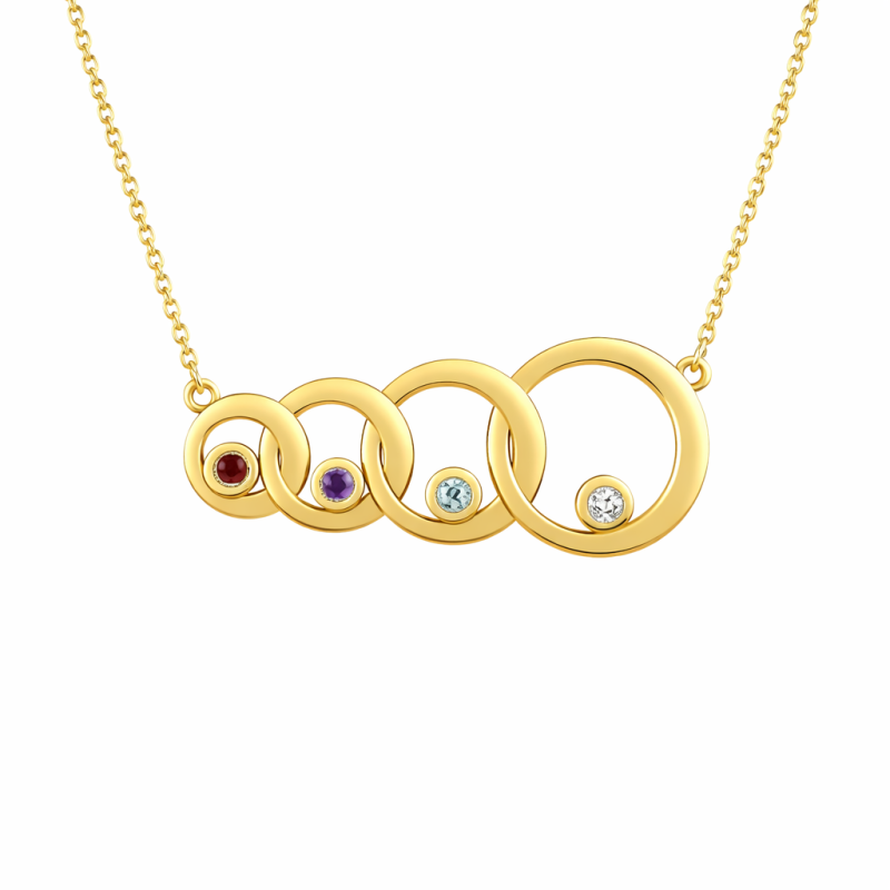 Collar personalizado con círculo de oro de 18 quilates y piedra de nacimiento.-1