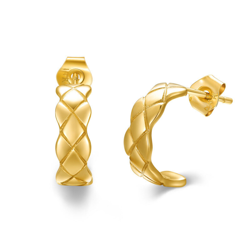 Pendientes de botón circulares de oro de 10 quilates-1