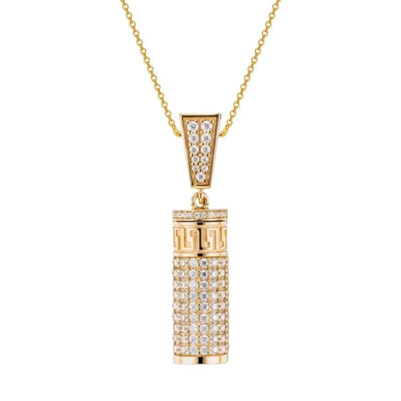 Collier urne circulaire en or 10 carats et moissanite pour cendres-1
