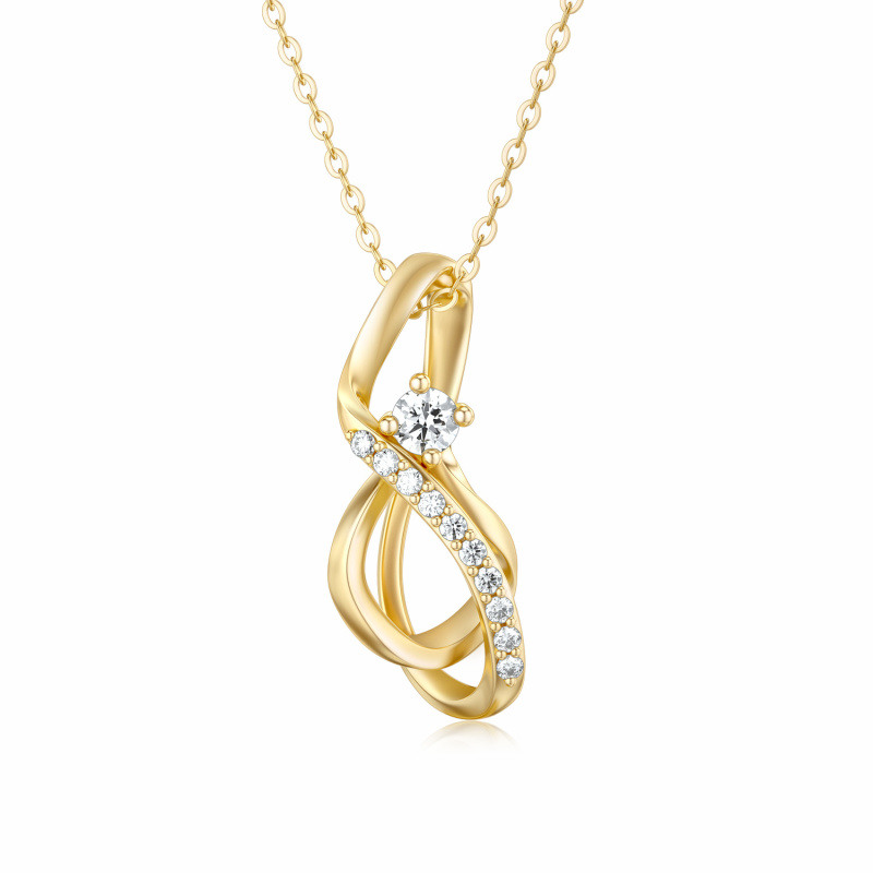 Collar con colgante de símbolo infinito circular de circonita cúbica en oro de 14 quilates-1