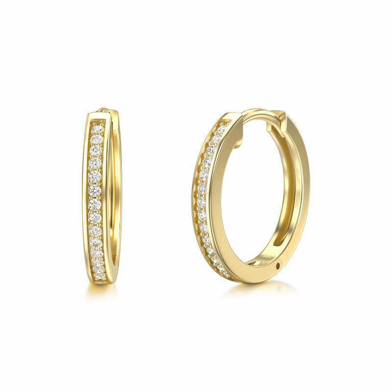 Pendientes de aro redondos con moissanita en oro de 10 quilates-1