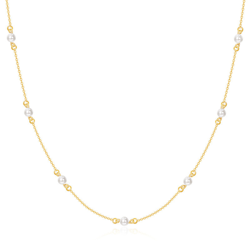 Halskette aus 10-karätigem Gold mit kreisförmiger Perle-1