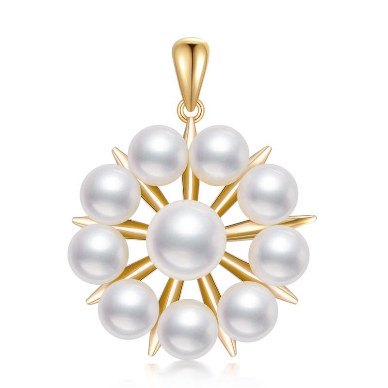 Colgantes de perlas circulares de oro de 18 quilates-1