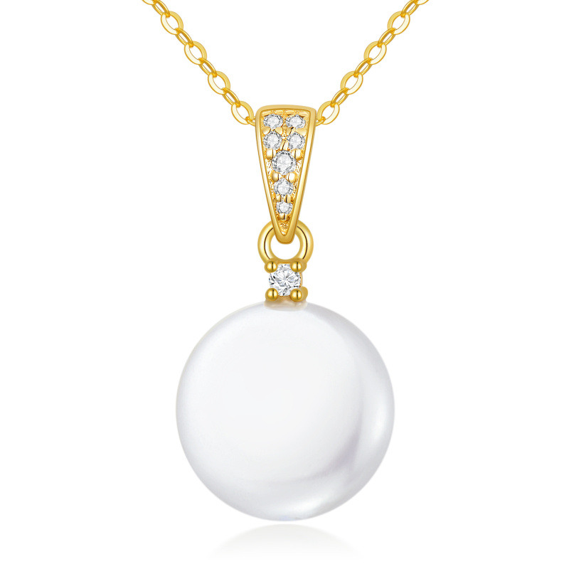Collier pendentif en or 18 carats avec perle ronde-1