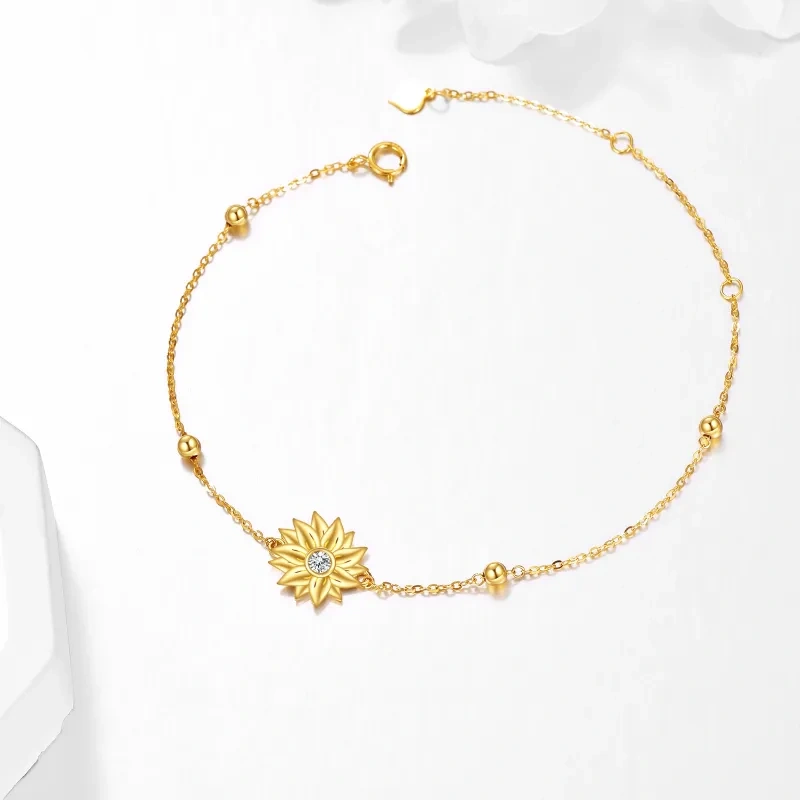 Bracelet en or 18K avec pendentif en forme de tournesol en zircon-3