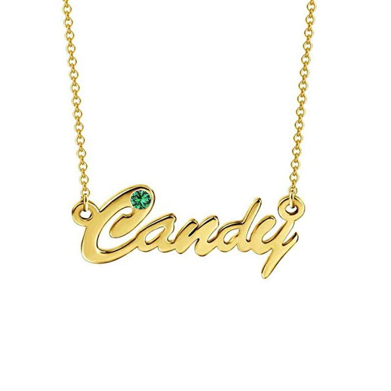 Collar con colgante de nombre clásico en oro de 10 quilates-1