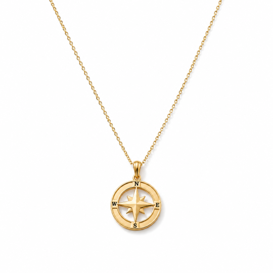 Ожерелье с подвеской-компасом из золота 14K для мужчин и отцов