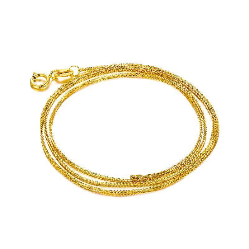 Collar de cadena Chopin para parejas, oro de 14 quilates, 1 mm-1