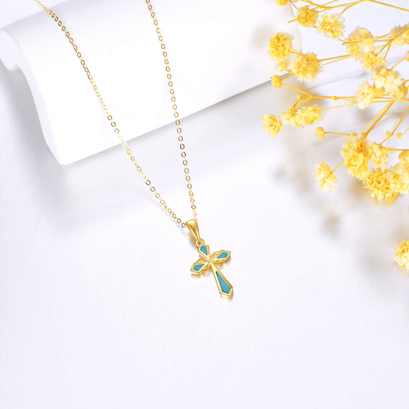 10K Gold Cross & Infinity Symbol Pendant Necklace-4