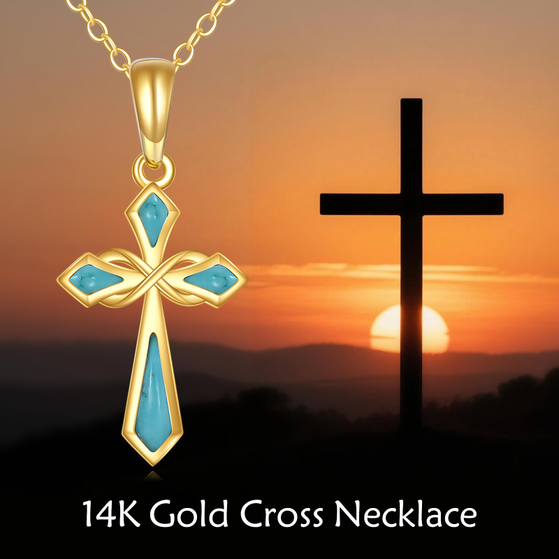 10K Gold Cross & Infinity Symbol Pendant Necklace-6