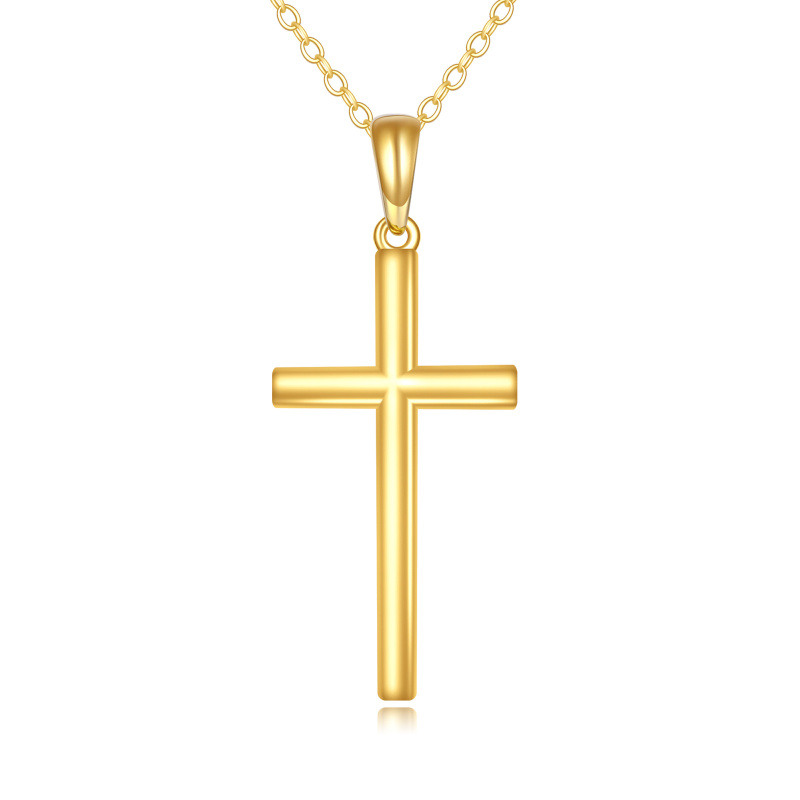 Collier pendentif croix en or 10 carats-1