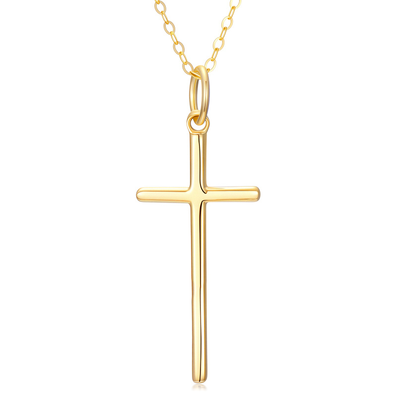 Collier pendentif croix en or 14 carats-1