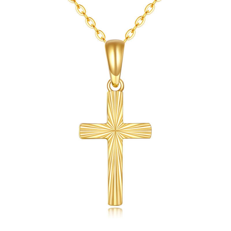 Collier pendentif croix en or 14 carats-1