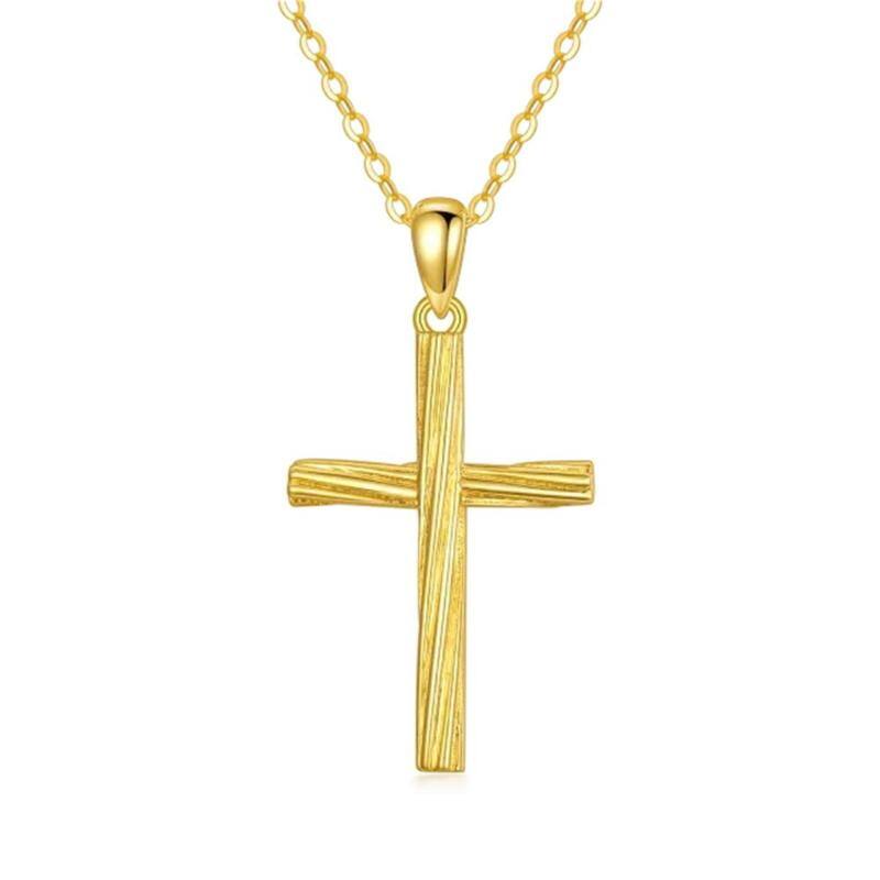 10K Gold Cross Pendant Necklace-1