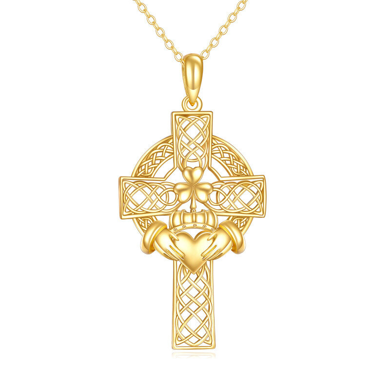 10K Gold Cross Pendant Necklace-1