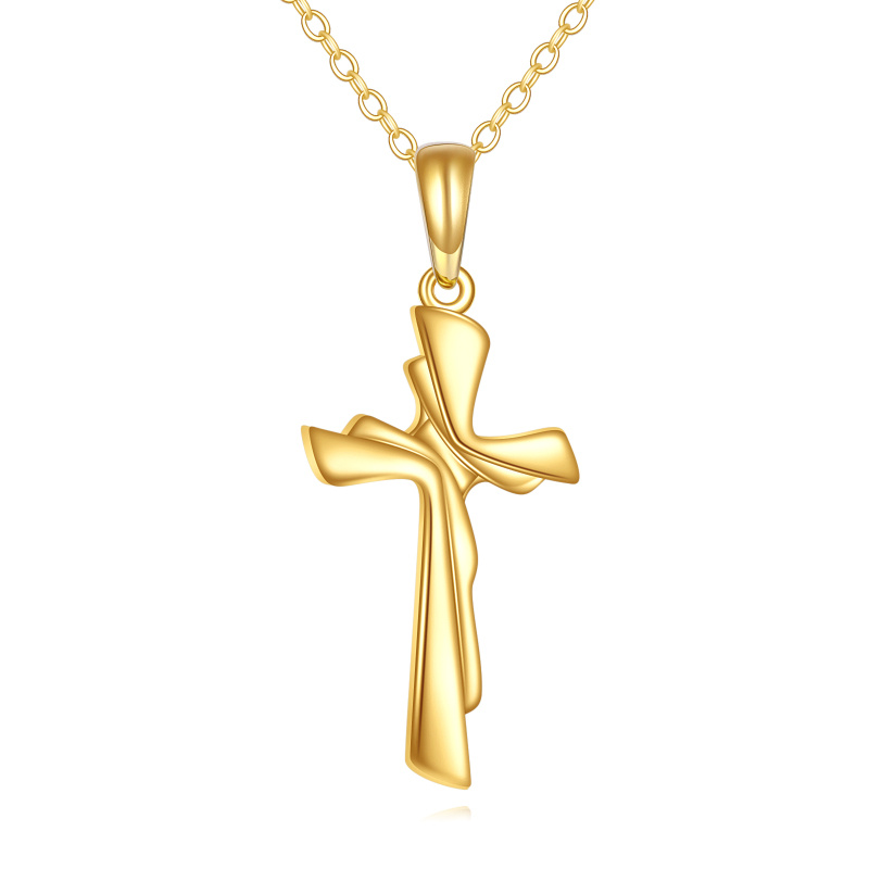 Collar colgante de oro 14K con cruz-1