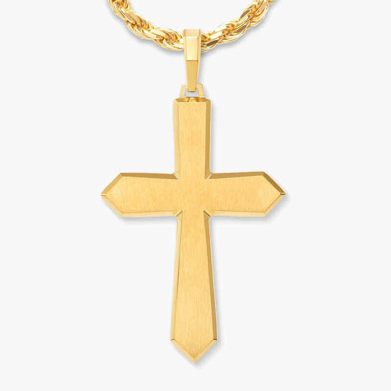 Collier pendentif croix en or 10K pour hommes-1