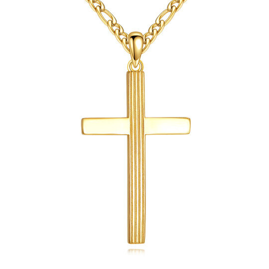 Colar com Pingente de Cruz em Ouro 10K para Homens
