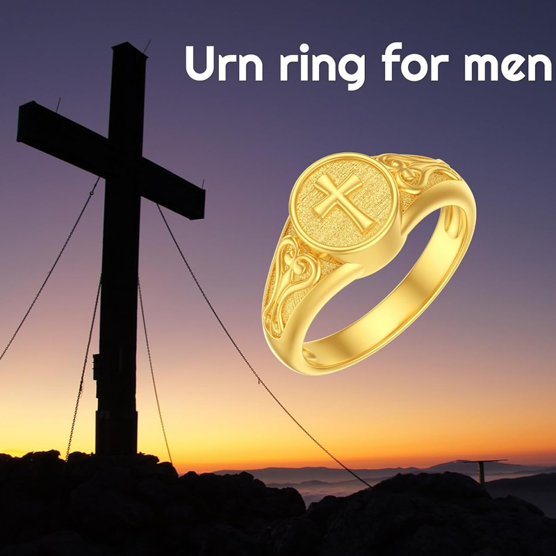 Anillo de cruz de oro de 14 quilates-6