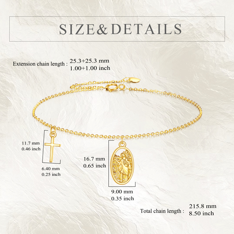10K Gold Cross & Saint Christopher Charm Bracelet-3