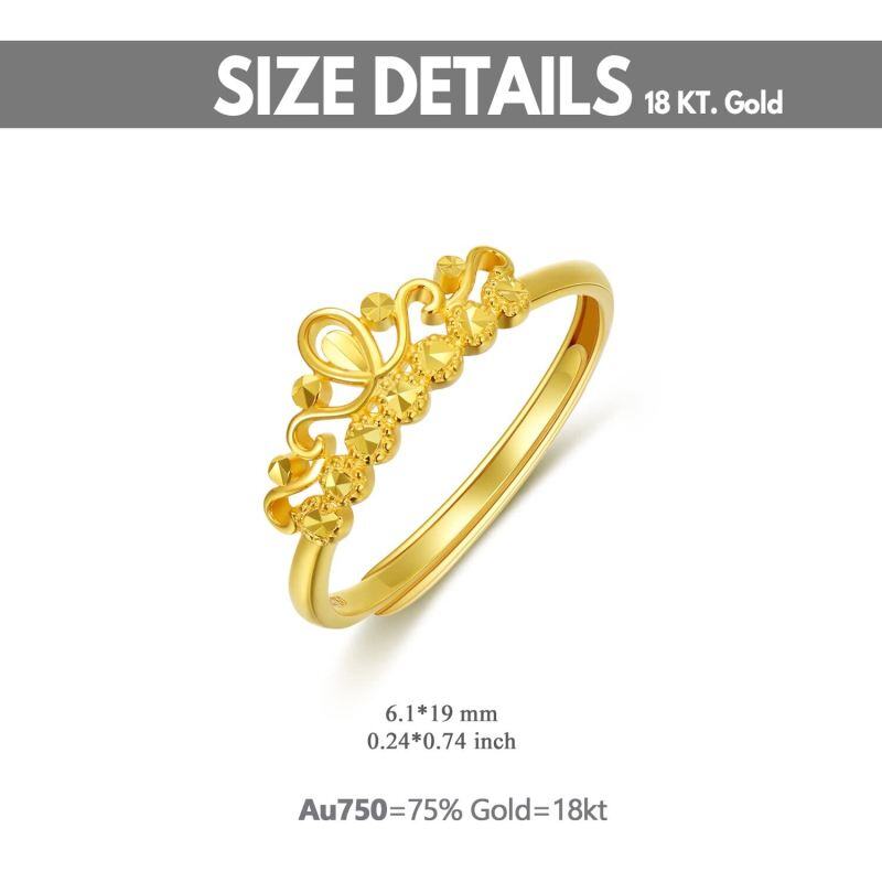 Bague ouverte à couronne en or 18K-3
