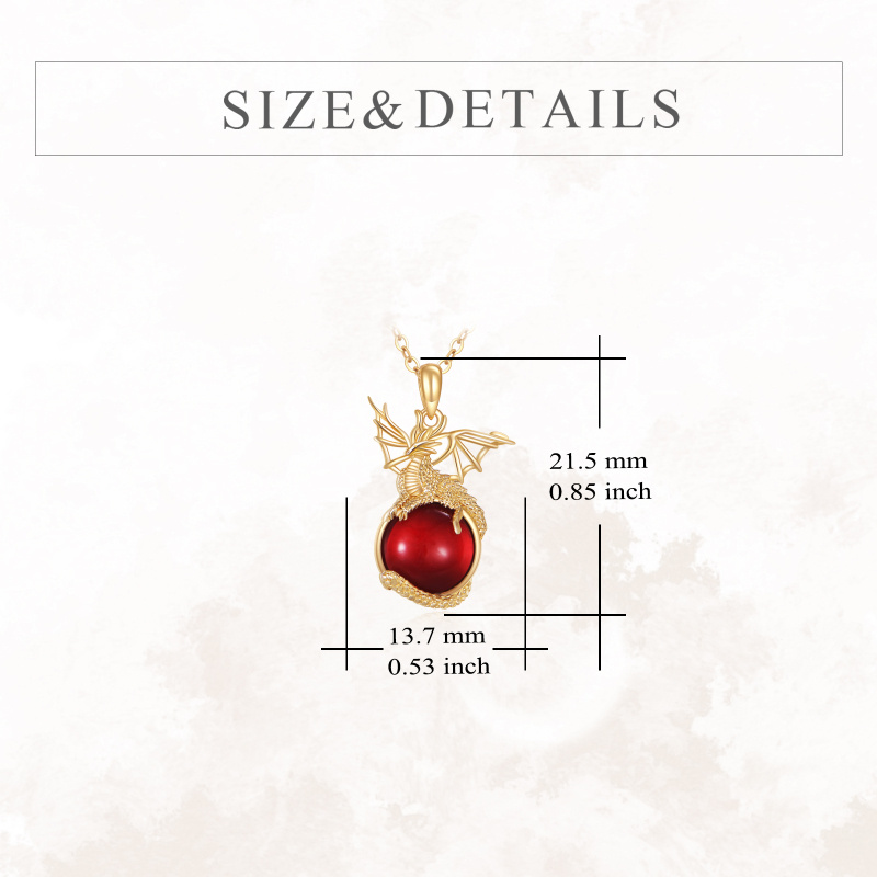 10K Gold Crystal Dragon Pendant Necklace-4