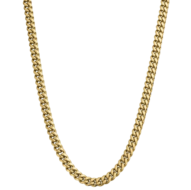 Cadena cubana de oro de 14 quilates para hombre, 8 mm-1