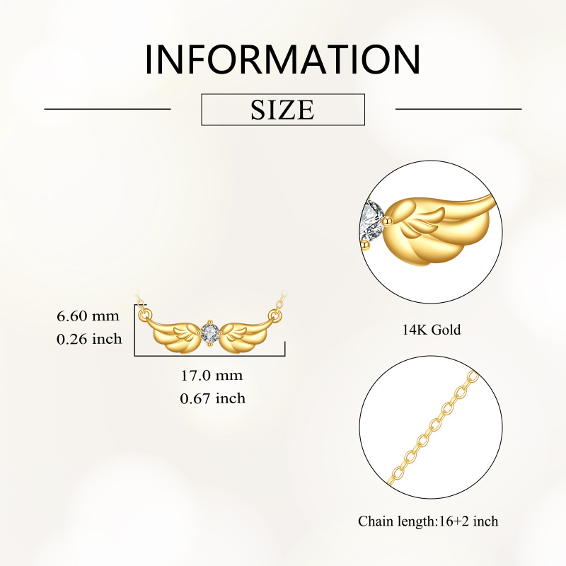 10K Gold Cubic Zirconia Angel Wing Pendant Necklace-4