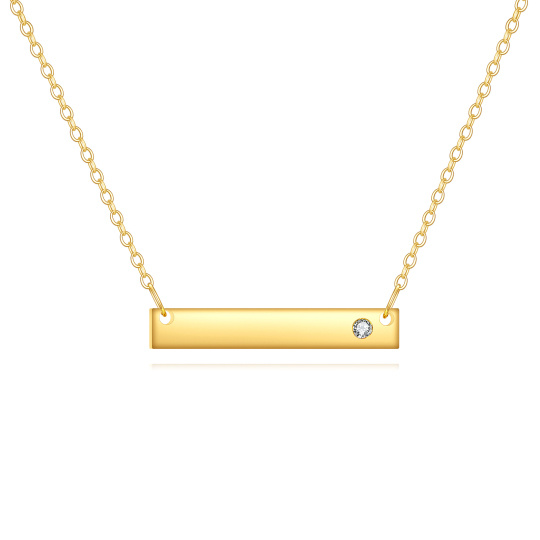 10K-Gold-Halskette mit Kubikzirkonen-Bar