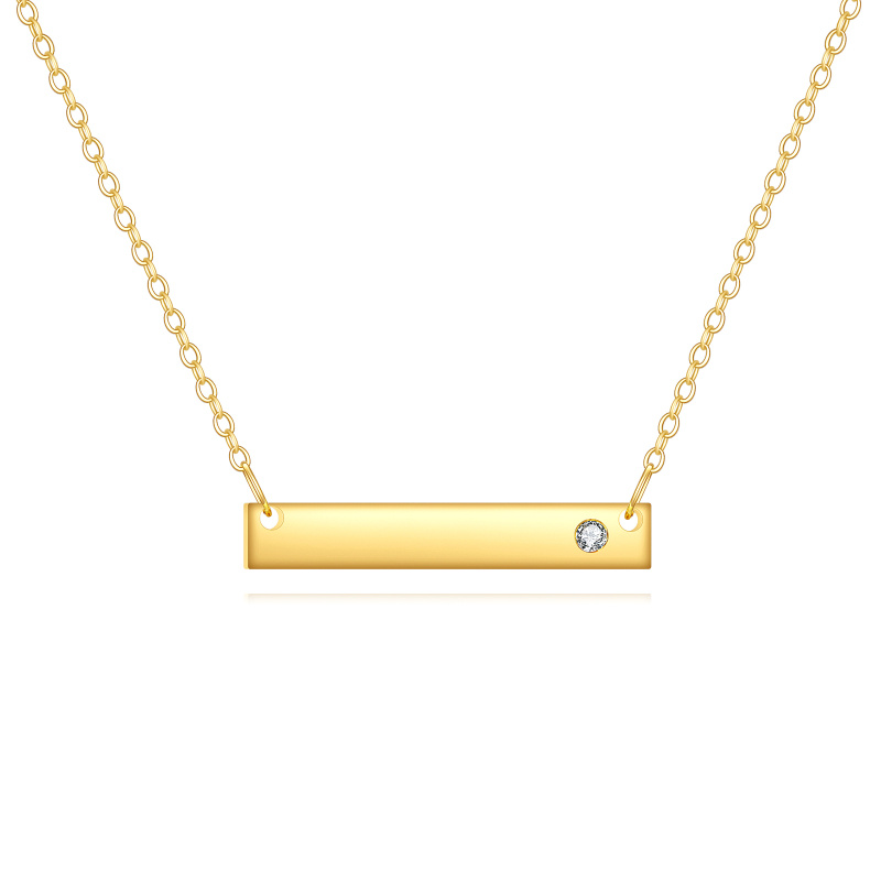 Collar de barra de oro de 14 quilates con circonitas cúbicas-1