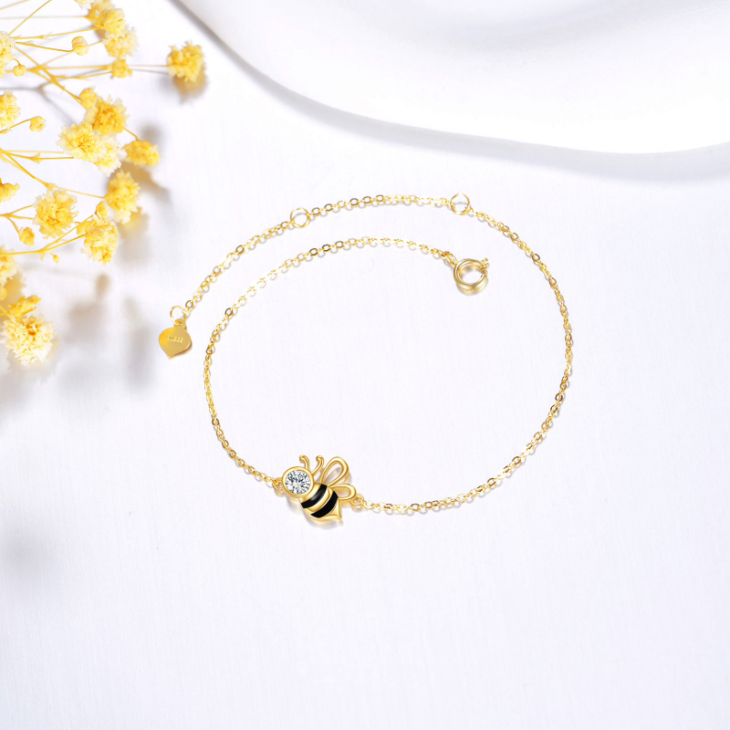 18K Gold Cubic Zirconia Bee Charm Bracelet-3