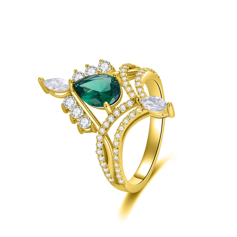 Geburtssteinring aus 14-karätigem Gold mit Zirkonia-1