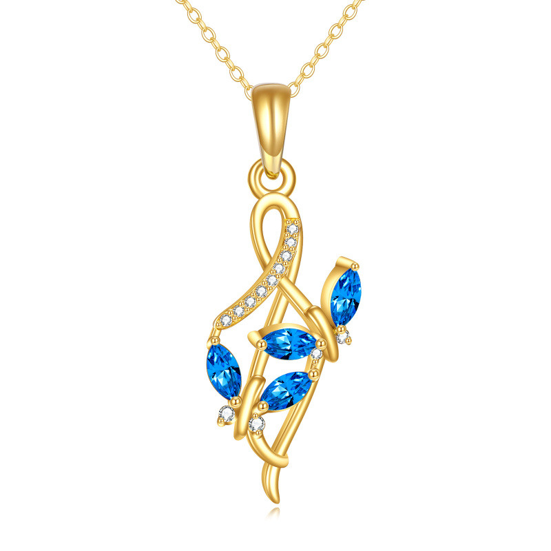 Collier pendentif papillon et symbole de l'infini en or 14 carats et zircon cubique-1