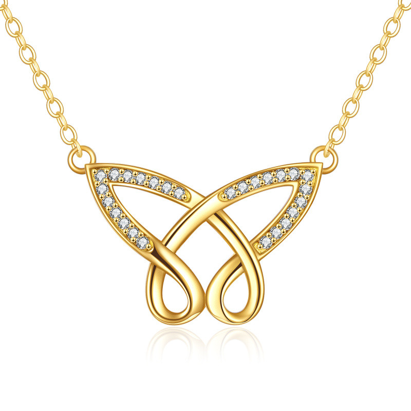Collier pendentif papillon en or 18 carats et zirconiums cubiques-1