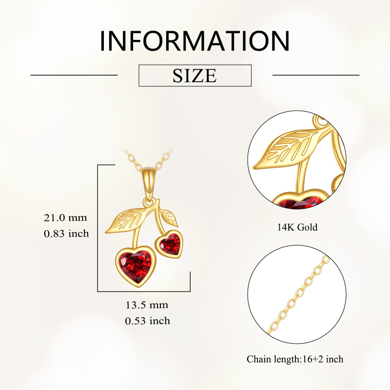 10K Gold Cubic Zirconia Cherry Pendant Necklace-4