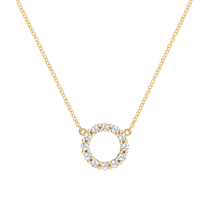 18K Gold Cubic Zirconia Circle Necklace for Women-1