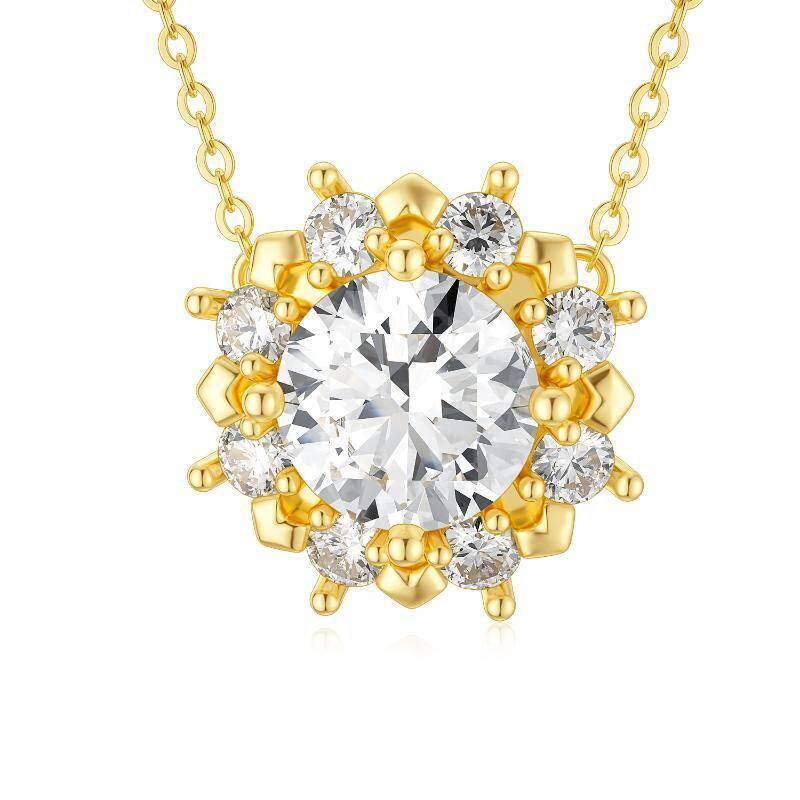 Collar con colgante de pareja de circonitas cúbicas en oro de 10 quilates-1