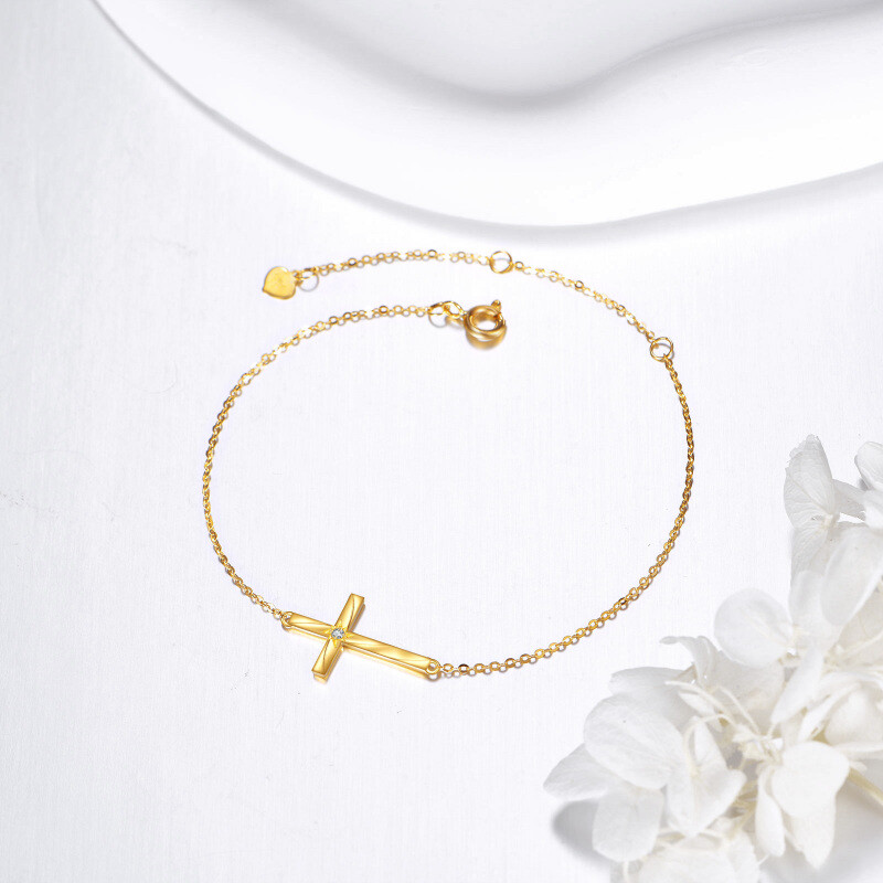 Bracelet à breloques en or 18K avec croix en zirconium cubique-3