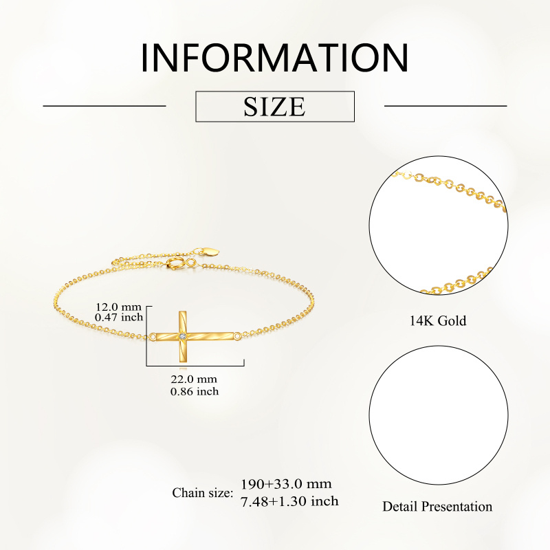 Bracelet à breloques en or 18K avec croix en zirconium cubique-4