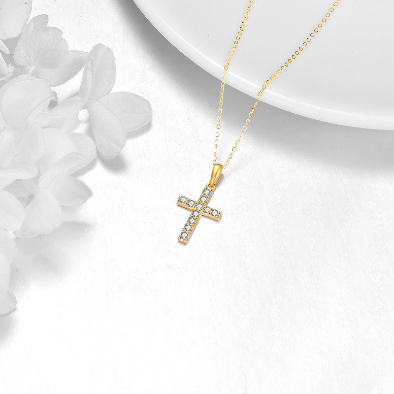 Collar Colgante Cruz Zirconia Cúbica Oro 18K-4