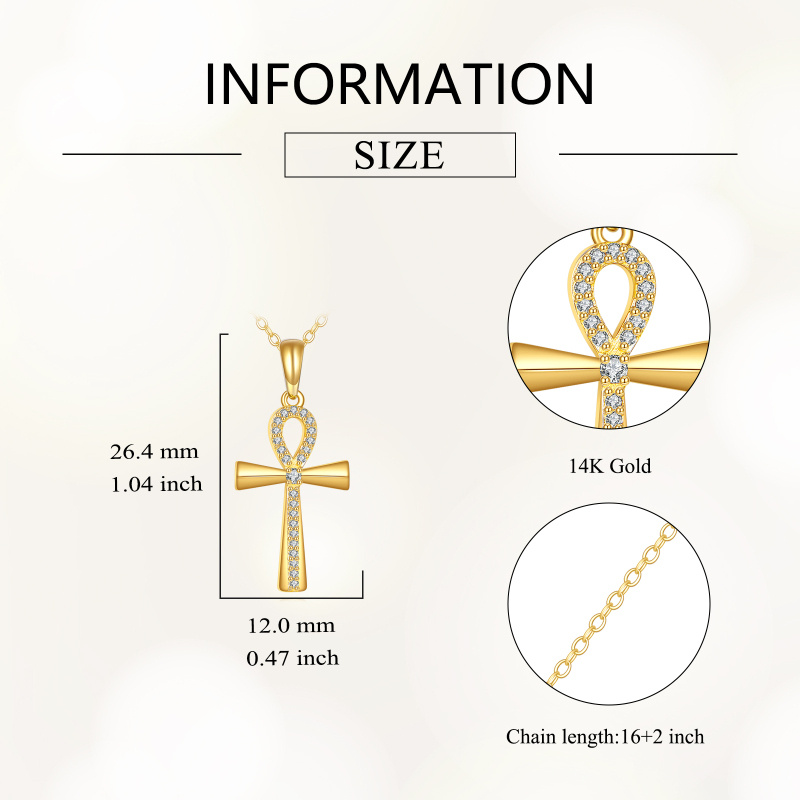 14K Gold Cubic Zirconia Cross Pendant Necklace-4