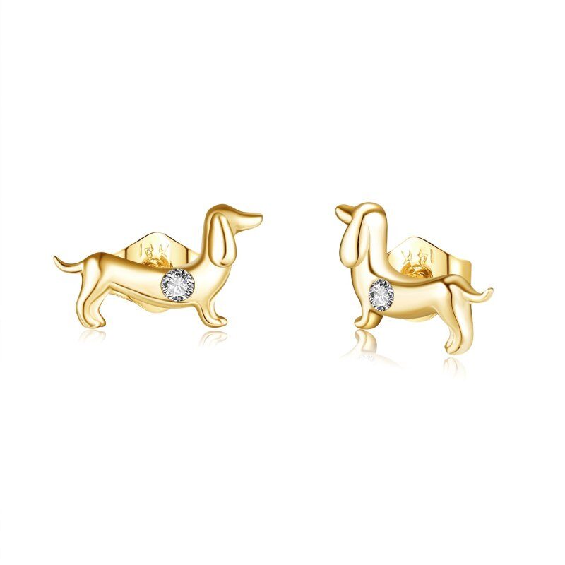 10Kゴールドキュービックジルコニアドッグスタッドピアス-1